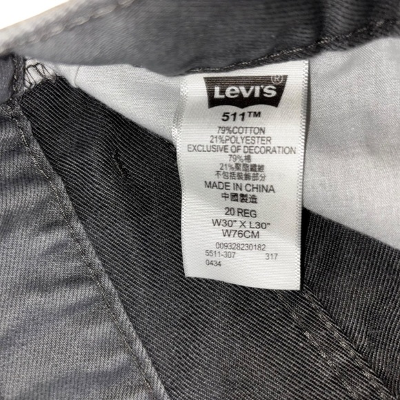 Levi’s 511 Men's W30 L30 Denim Jeans Slim Fit Gray Straight Leg Classic - Picture 5 of 7